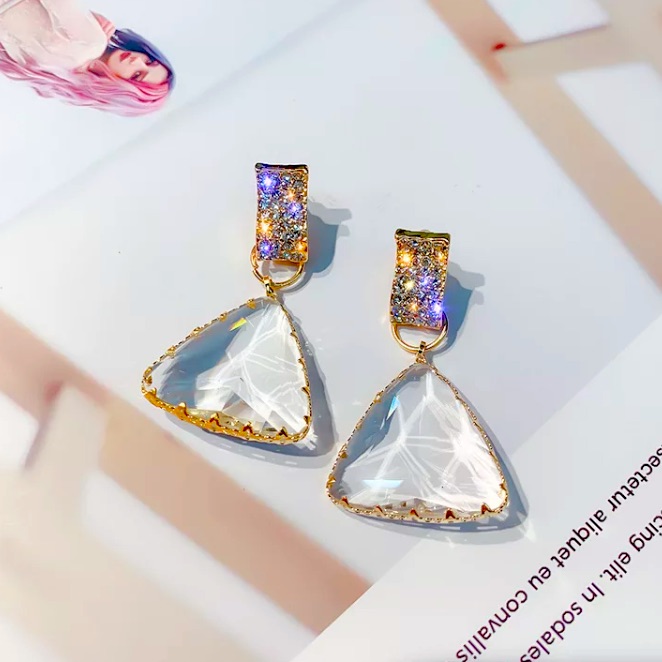 Clear Triangle Earrings